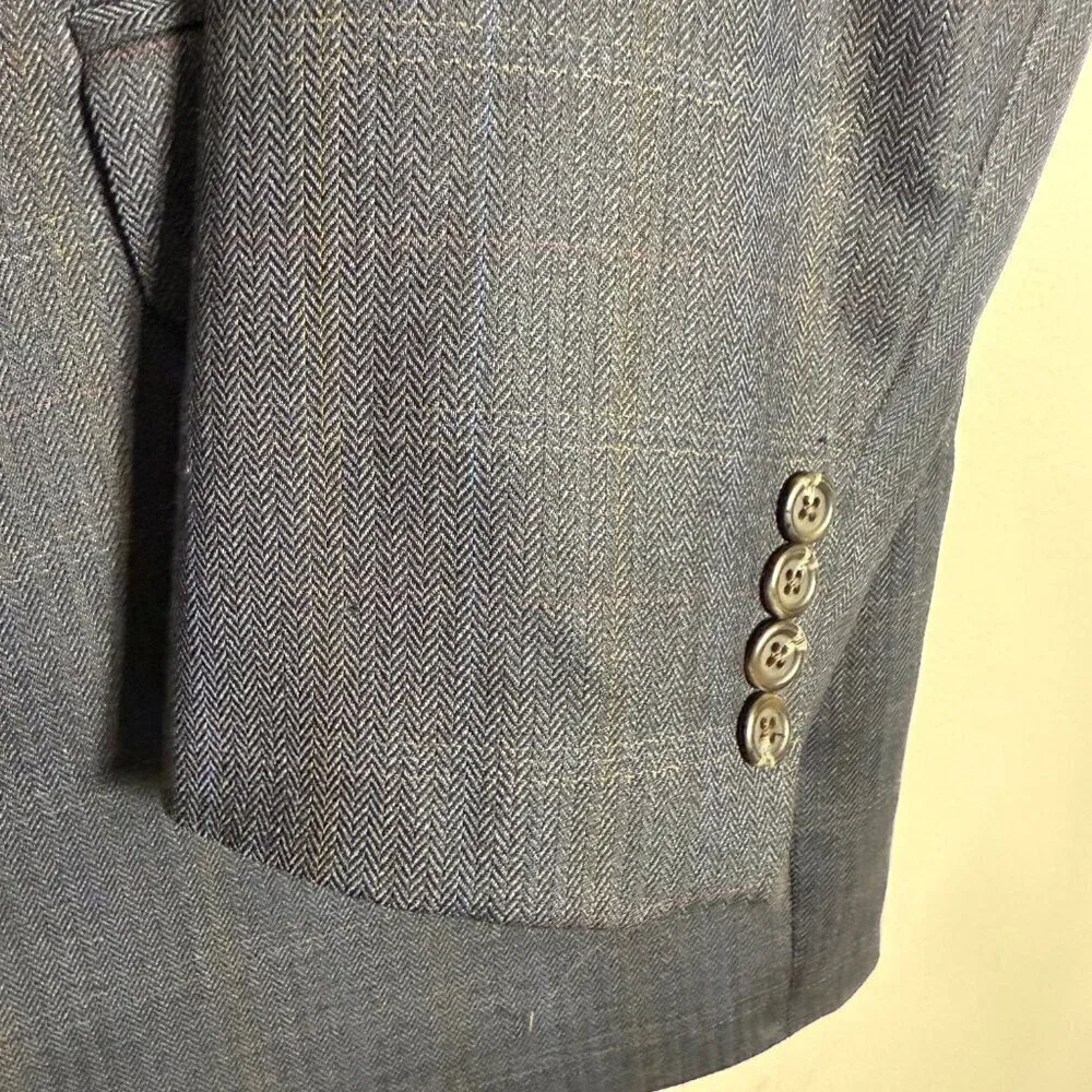 Lauren Ralph Lauren Plaid Wool Sport Coat Dinner Jacket Blazer Men's 46L Blue